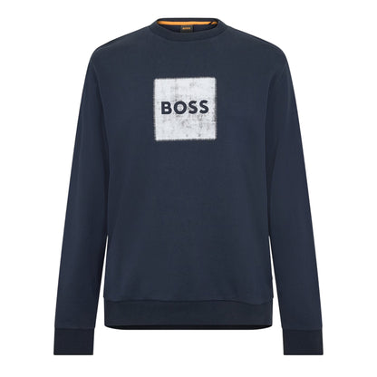 Navy - Front - Boss Mens Stitch Crew Neck Sweatshirt