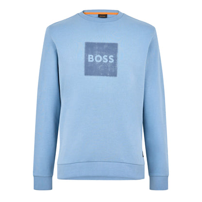 Pastel Blue - Front - Boss Mens Stitch Crew Neck Sweatshirt