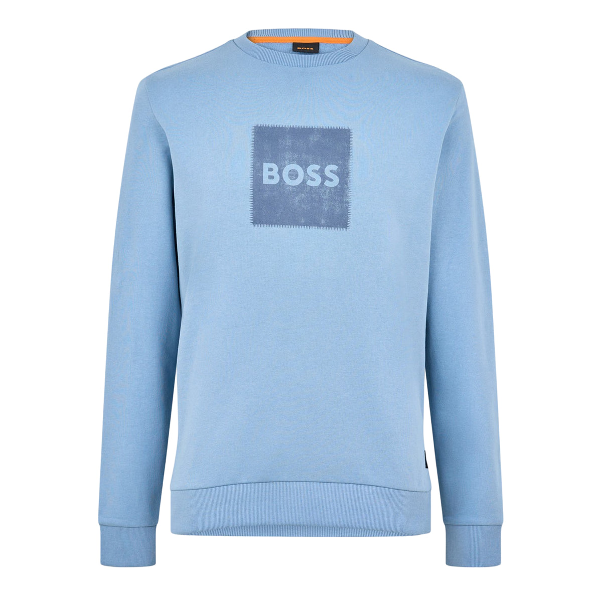 Pastel Blue - Front - Boss Mens Stitch Crew Neck Sweatshirt