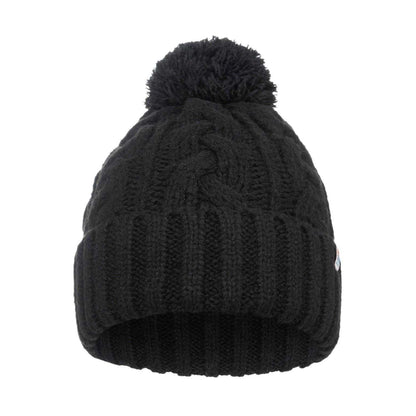 Black - Back - TOG24 Unisex Adult Logo Cable Knit Bobble Hat