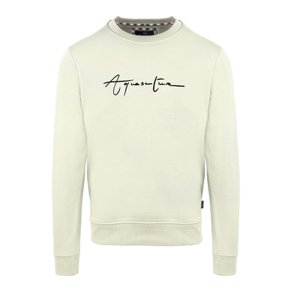 Butter - Front - Aquascutum Mens Script Crew Neck Regular Sweatshirt