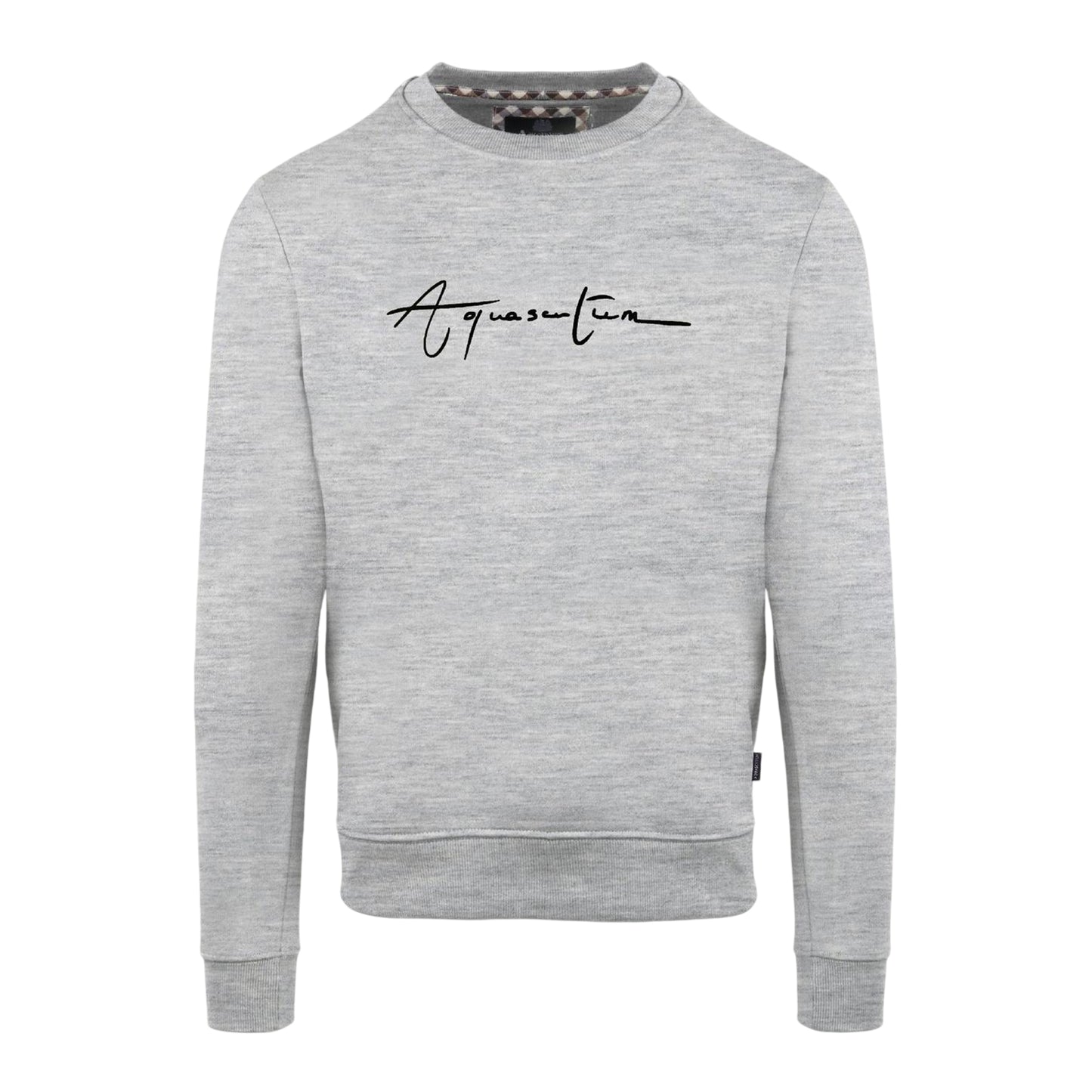 Grey - Front - Aquascutum Mens Script Crew Neck Regular Sweatshirt