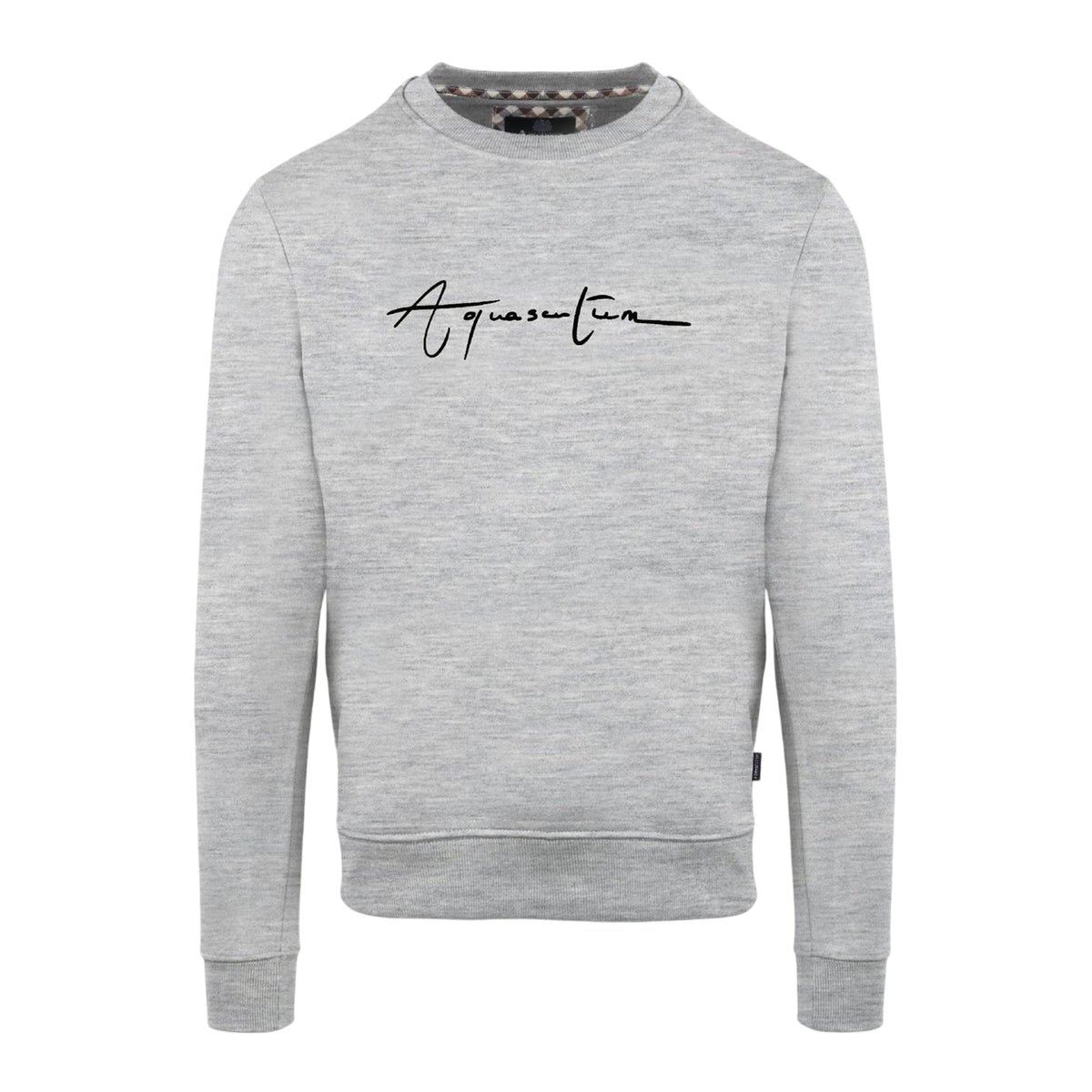 Grey - Front - Aquascutum Mens Script Crew Neck Regular Sweatshirt
