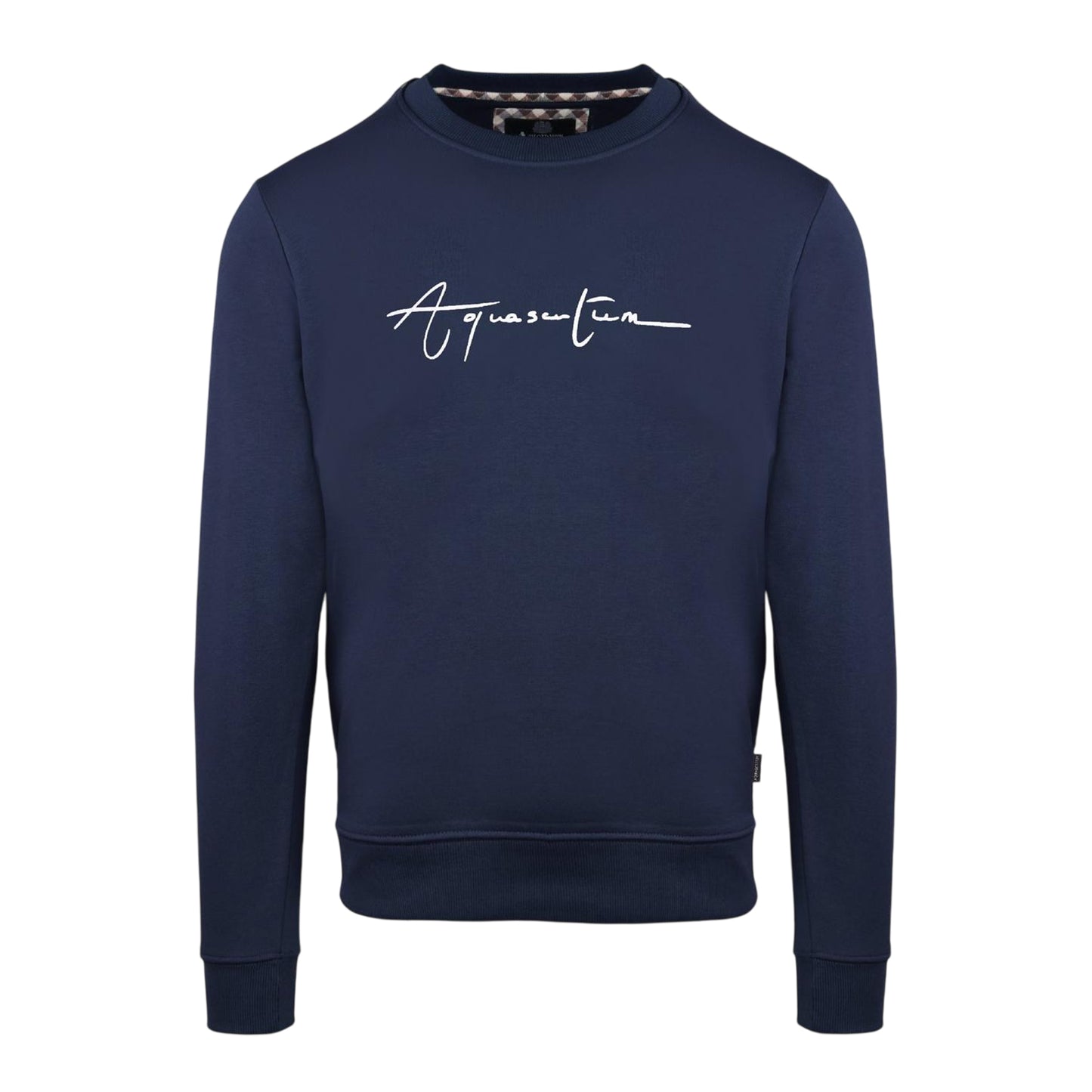 Navy - Front - Aquascutum Mens Script Crew Neck Regular Sweatshirt