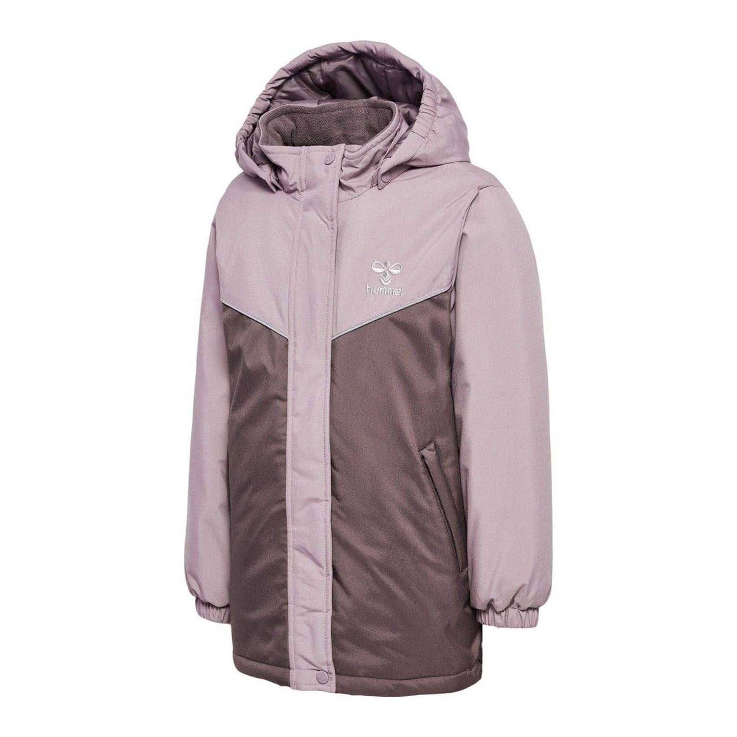 Purple - Side - Hummel Childrens-Kids Josse Colour Block Hooded Puffer Jacket