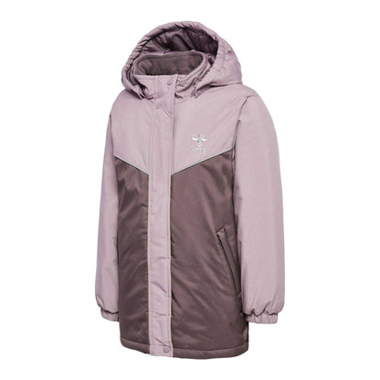 Purple - Side - Hummel Childrens-Kids Josse Colour Block Hooded Puffer Jacket