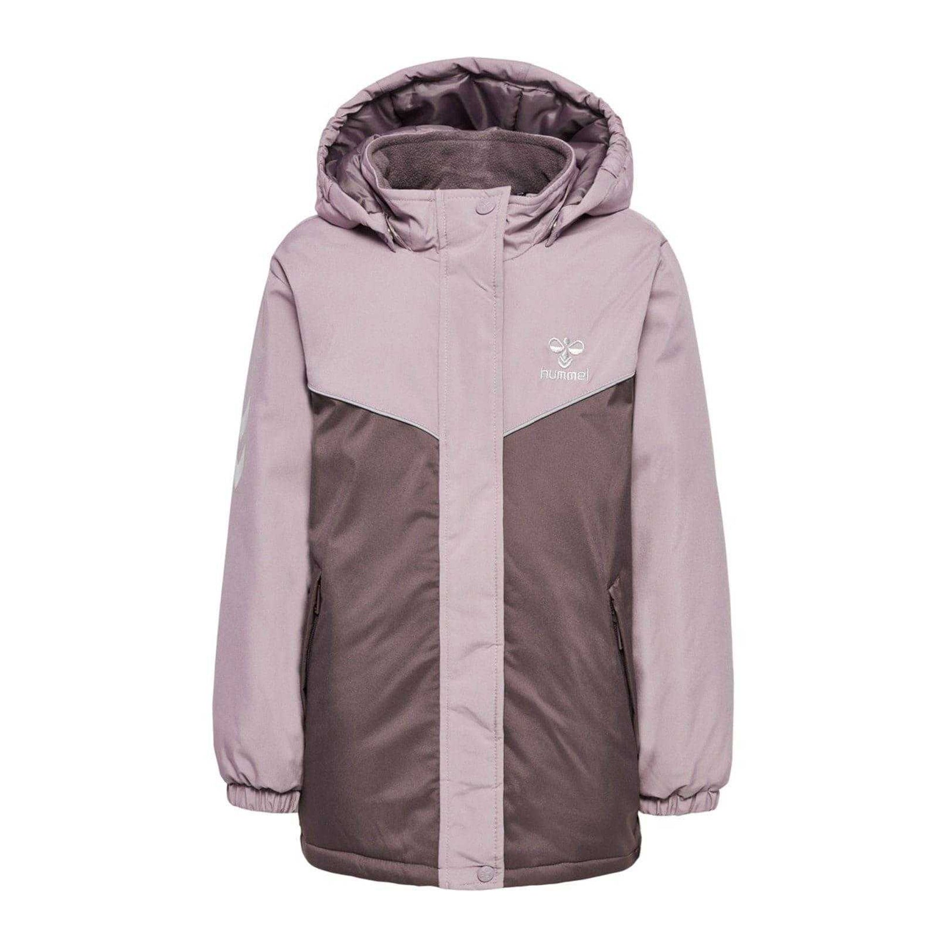 Purple - Front - Hummel Childrens-Kids Josse Colour Block Hooded Puffer Jacket
