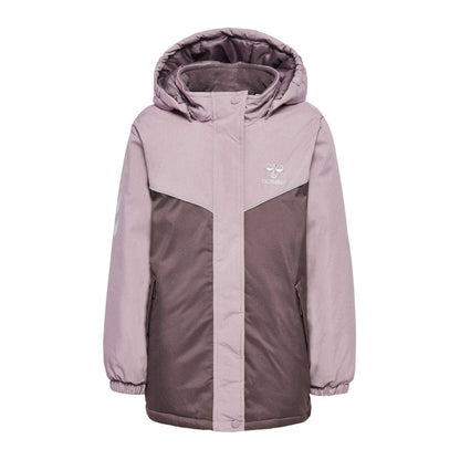 Purple - Front - Hummel Childrens-Kids Josse Colour Block Hooded Puffer Jacket