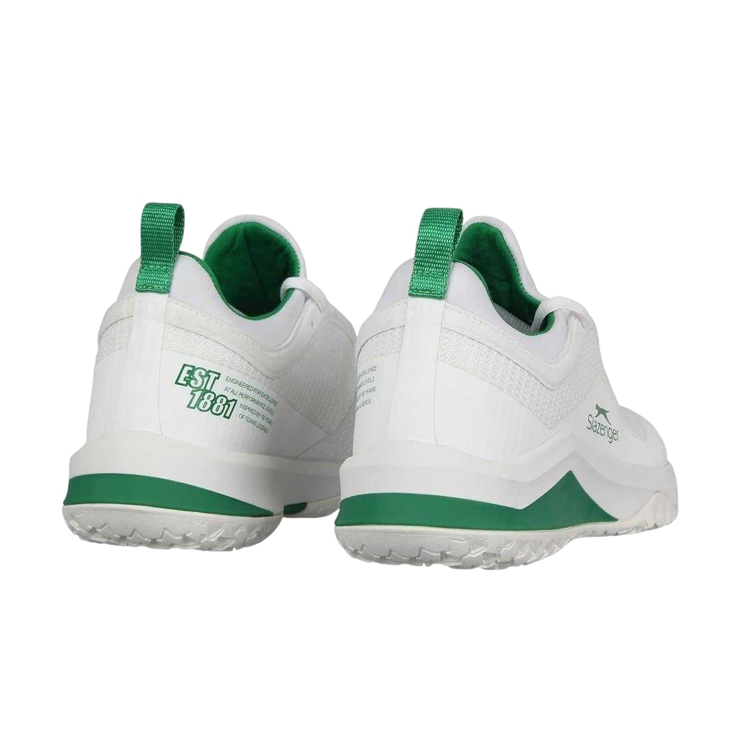 White-Green - Back - Slazenger Mens Pro Tennis Trainers