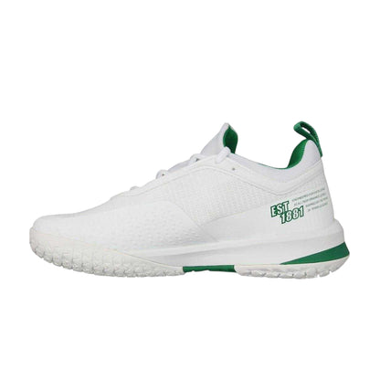 White-Green - Side - Slazenger Mens Pro Tennis Trainers