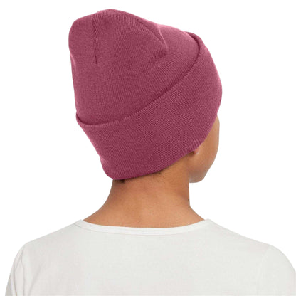 Beet Red - Back - Nike Childrens-Kids NSW Peak Embroidered Logo Ribbed Beanie