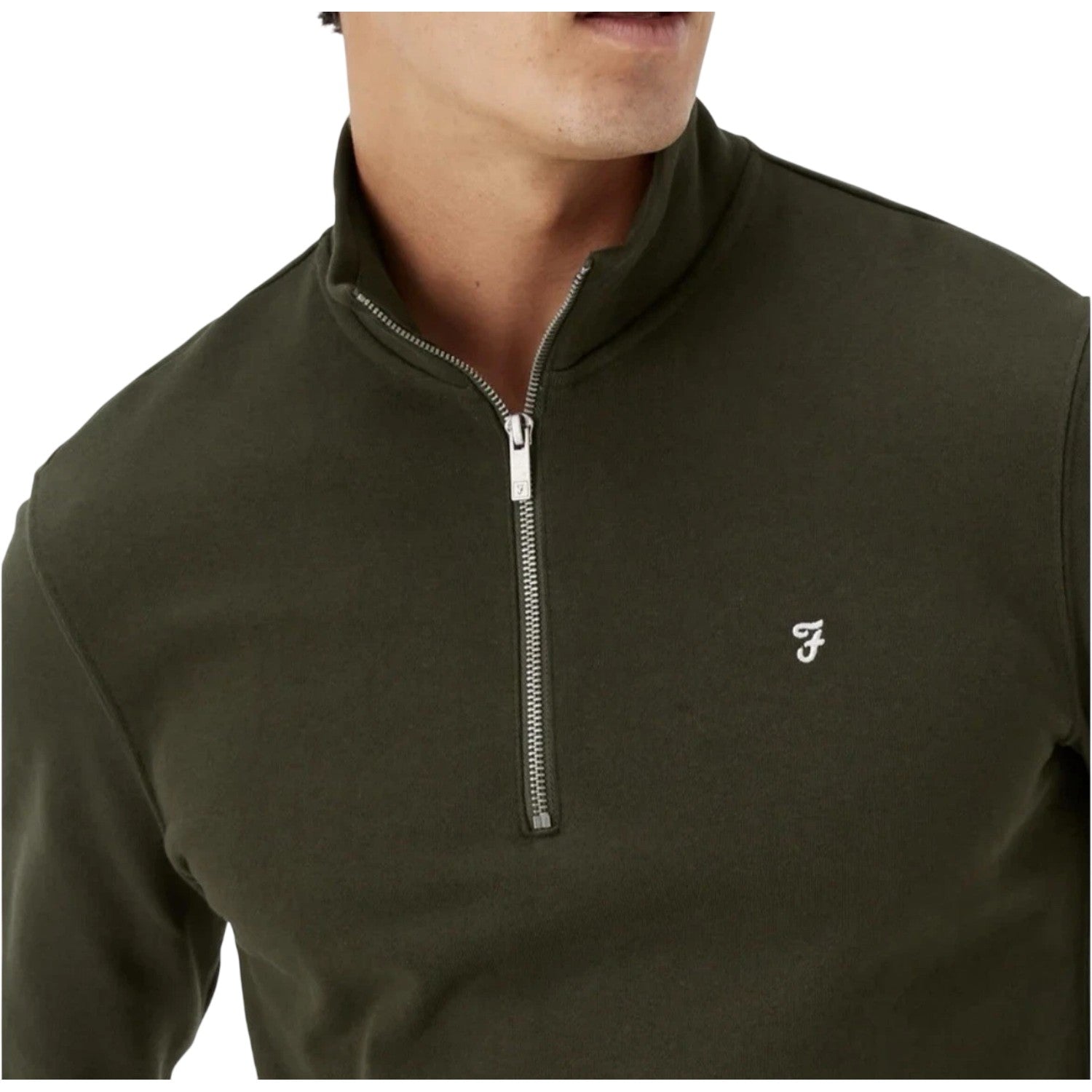 Vintage Green - Side - Farah Mens Aintree Funnel Neck Long-Sleeved Sweatshirt