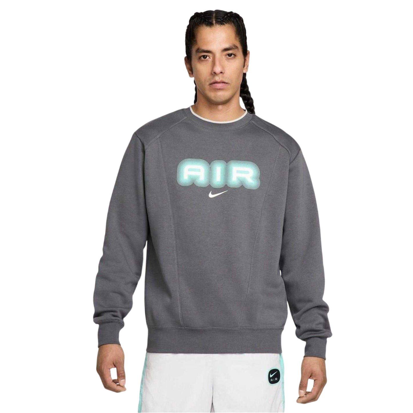 Iron Grey - Front - Nike Mens Air Crew Neck Relaxed Fit Long-Sleeved Sweatshirt