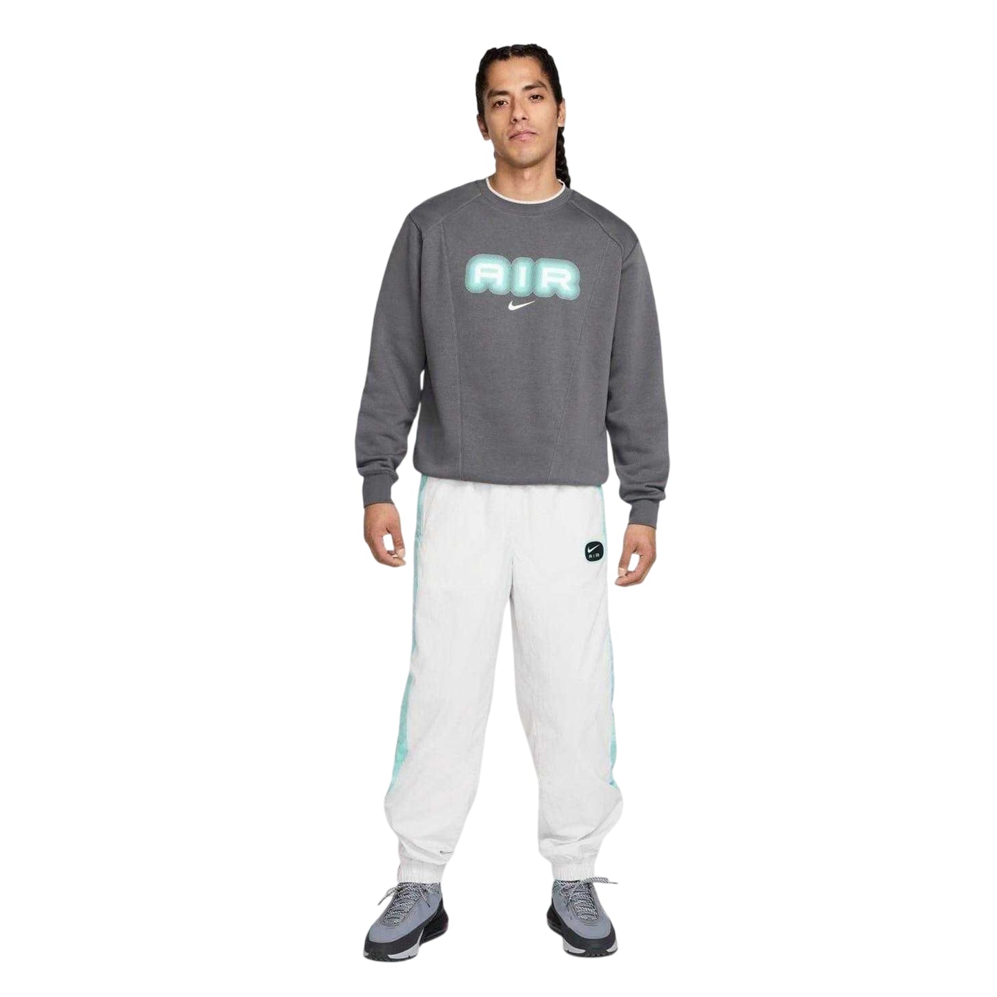 Iron Grey - Side - Nike Mens Air Crew Neck Relaxed Fit Long-Sleeved Sweatshirt