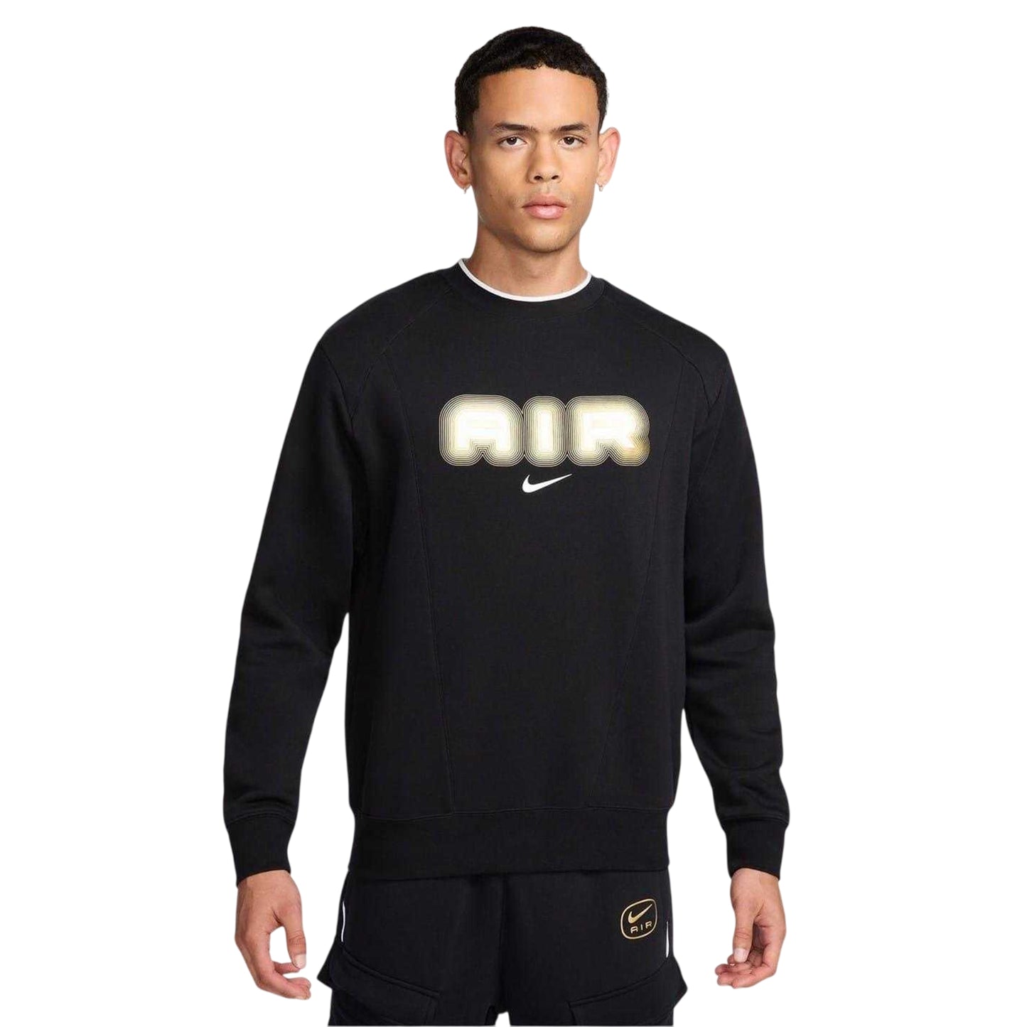 Black-Gold - Front - Nike Mens Air Crew Neck Relaxed Fit Long-Sleeved Sweatshirt