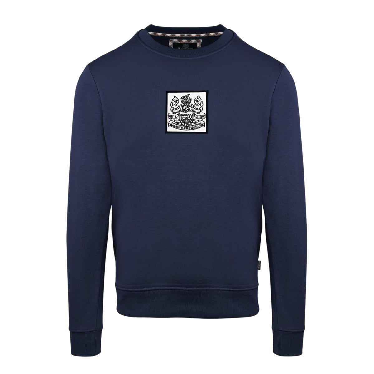 Navy - Front - Aquascutum Mens Ribbed Sweatshirt