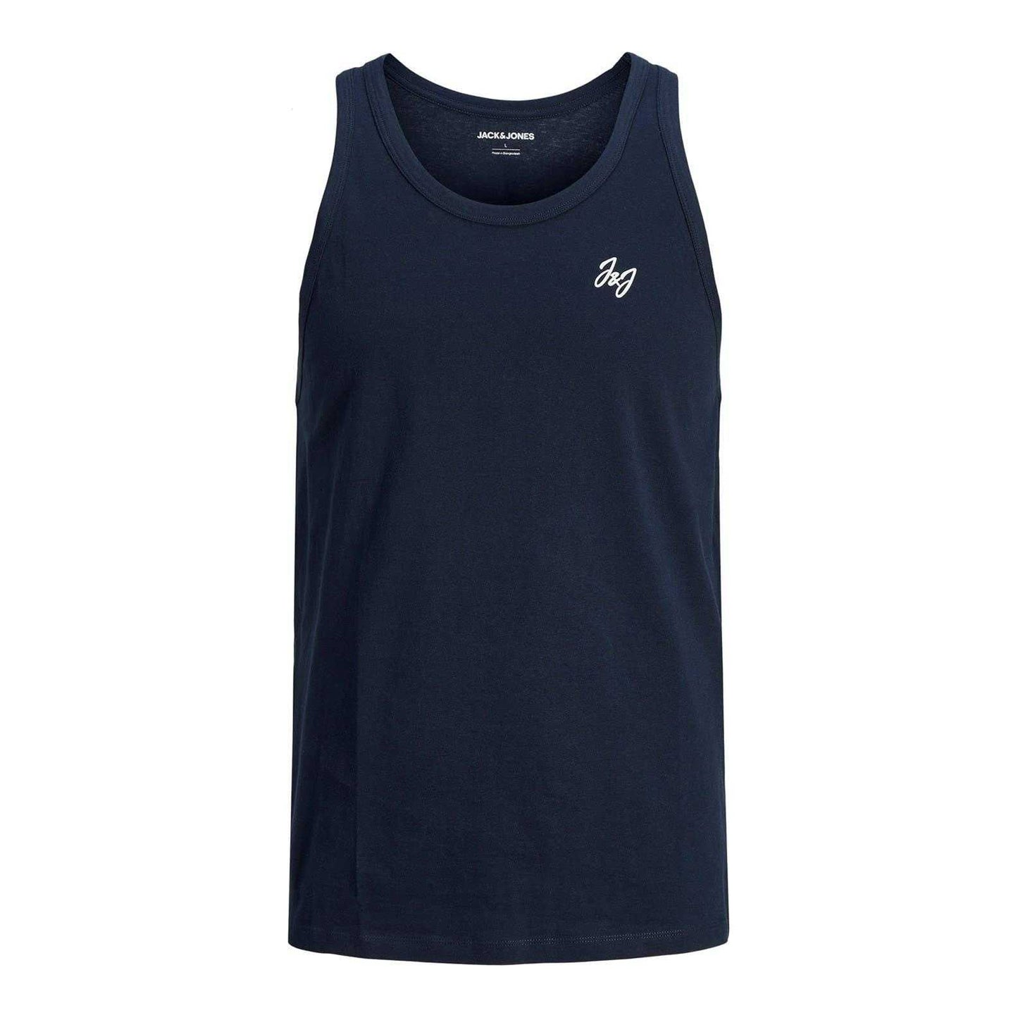 Black-Grey-Navy-Green-White - Side - Jack And Jones Mens Scoop Neck Regular Tank Top (Pack of 5)