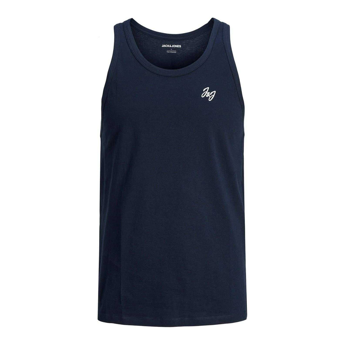Black-Grey-Navy-Green-White - Side - Jack And Jones Mens Scoop Neck Regular Tank Top (Pack of 5)