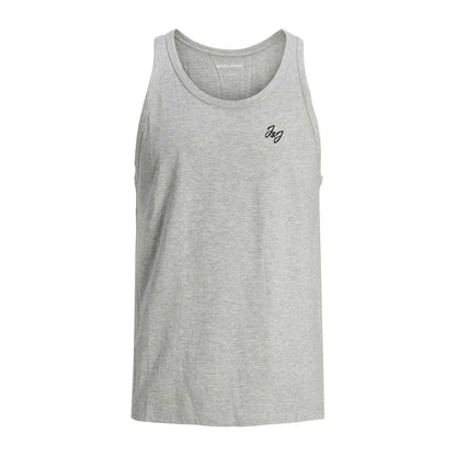 Black-Grey-Navy-Green-White - Lifestyle - Jack And Jones Mens Scoop Neck Regular Tank Top (Pack of 5)