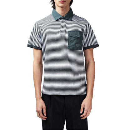 Charcoal-White - Side - Lee Cooper Mens Stripe Polo Shirt