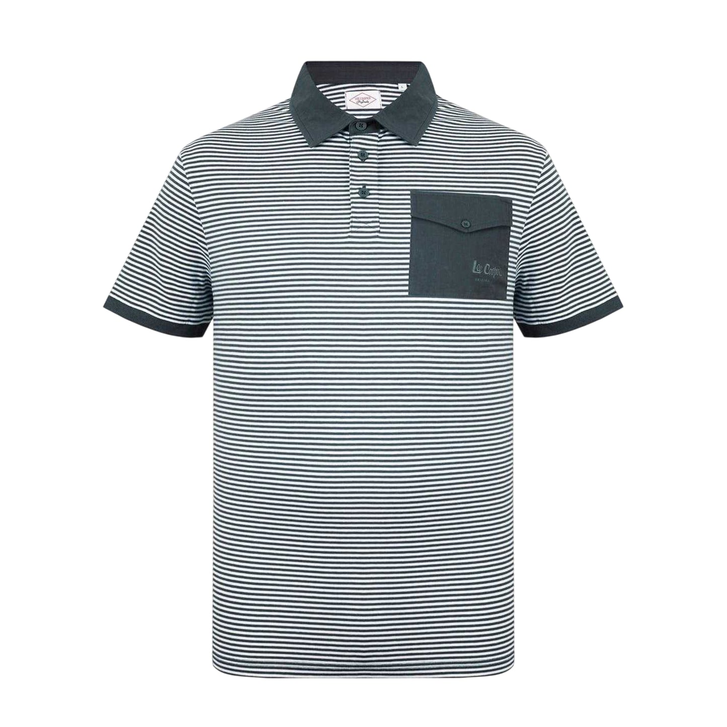 Charcoal-White - Front - Lee Cooper Mens Stripe Polo Shirt