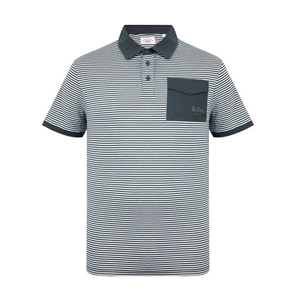 Charcoal-White - Front - Lee Cooper Mens Stripe Polo Shirt