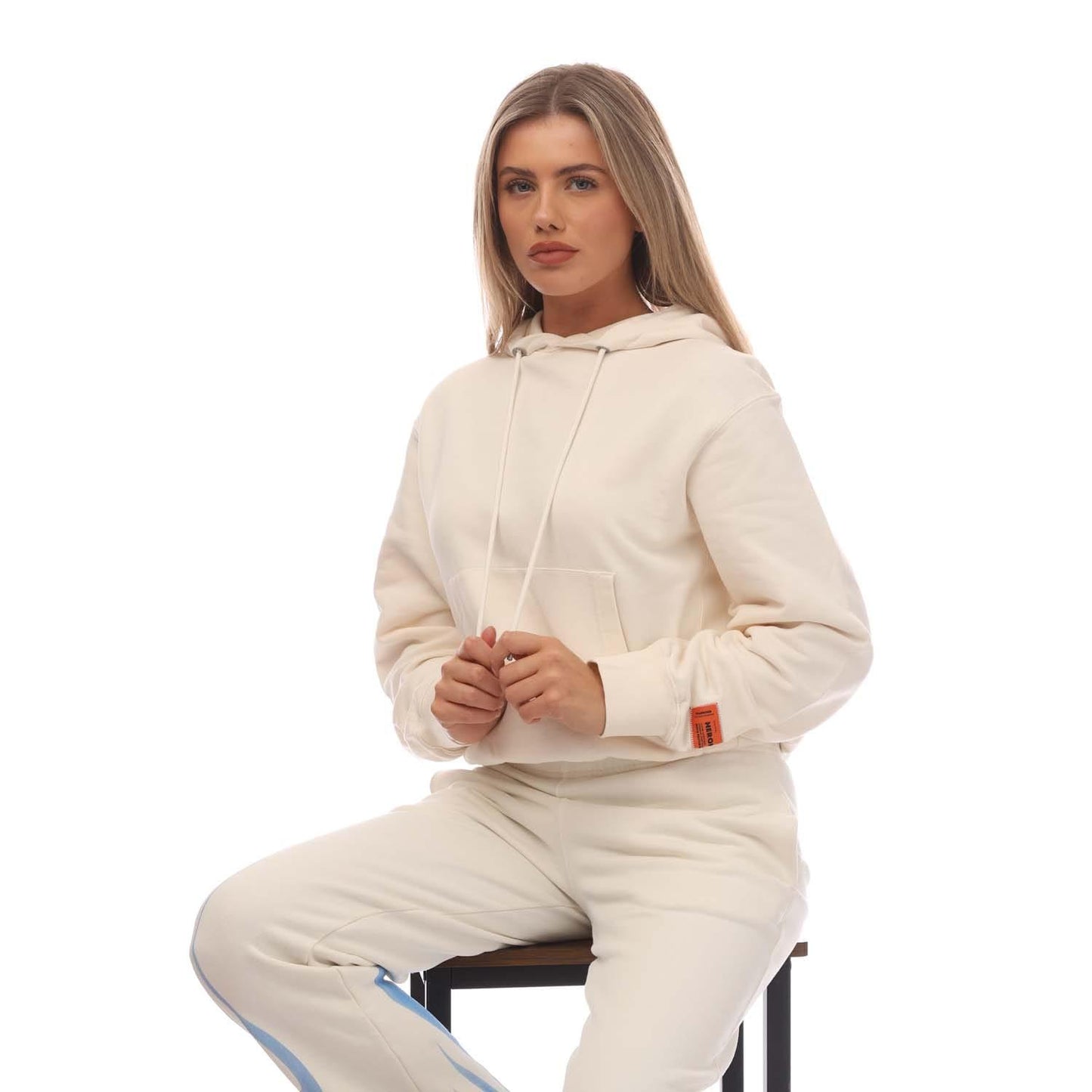White - Side - Heron Preston Womens-Ladies Ex Ray Recycled Cotton Hoodie