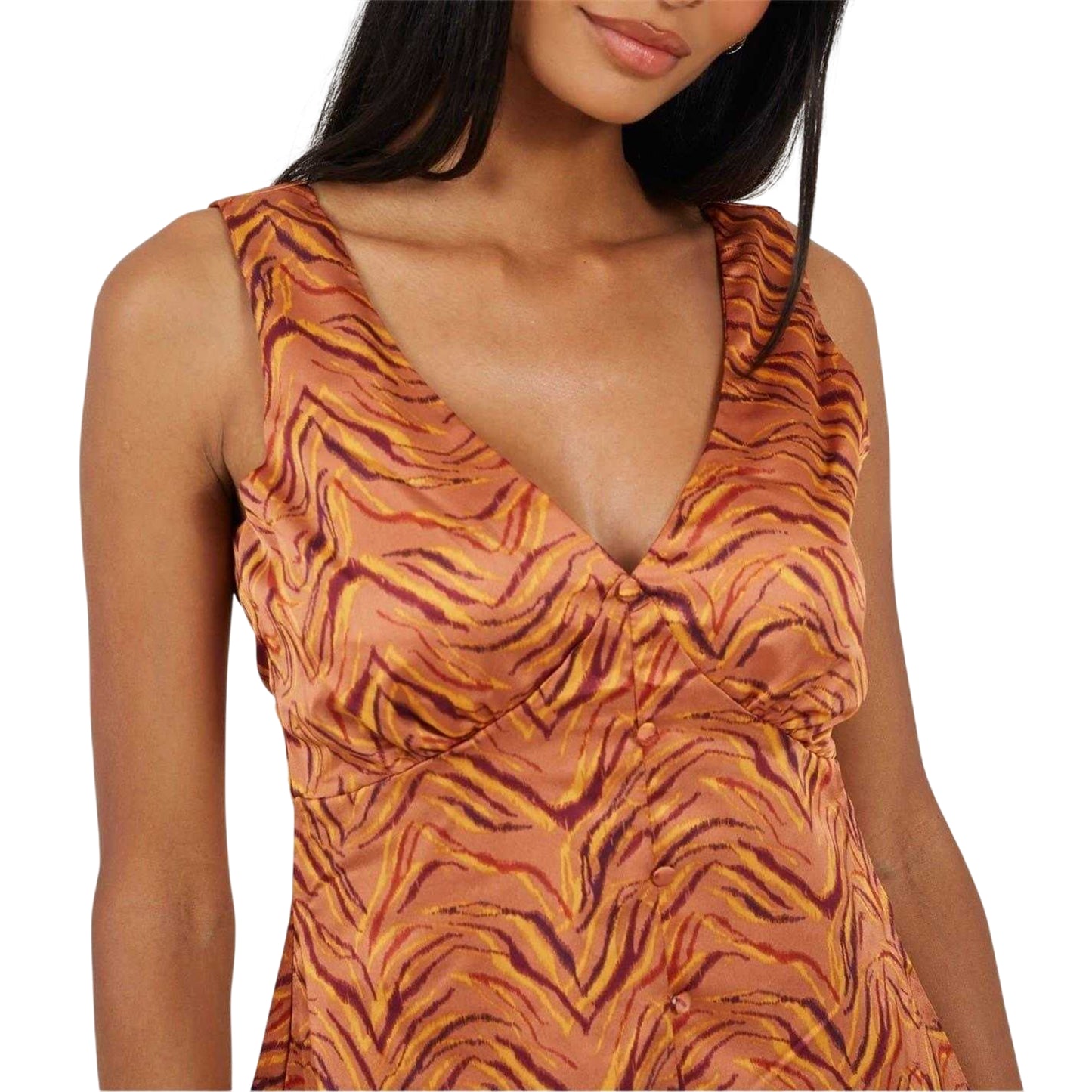 Orange - Side - Brave Soul Womens-Ladies Abstract Mini Dress