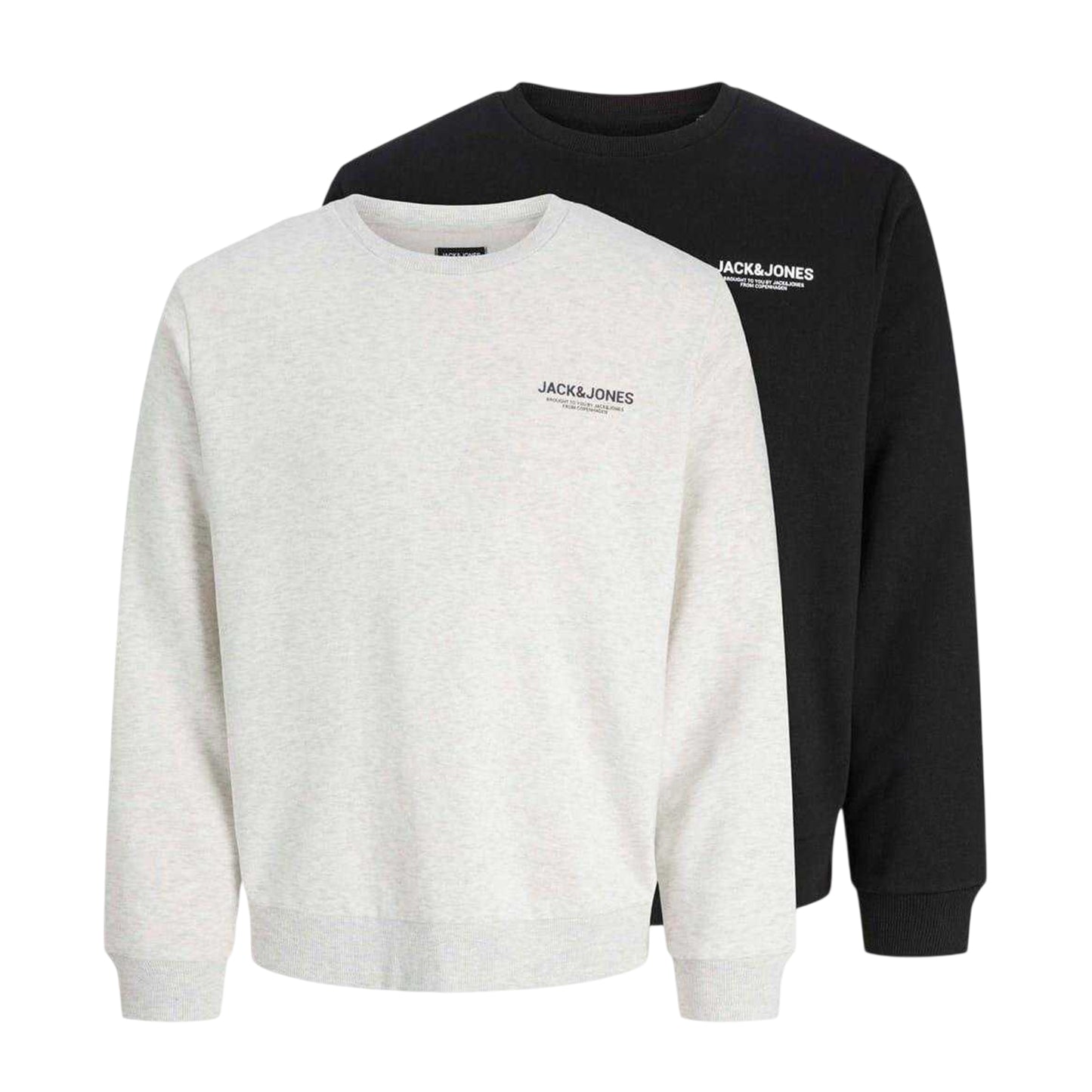 Black-White - Front - Jack And Jones Mens Mason Sweatshirt (Pack of 2)