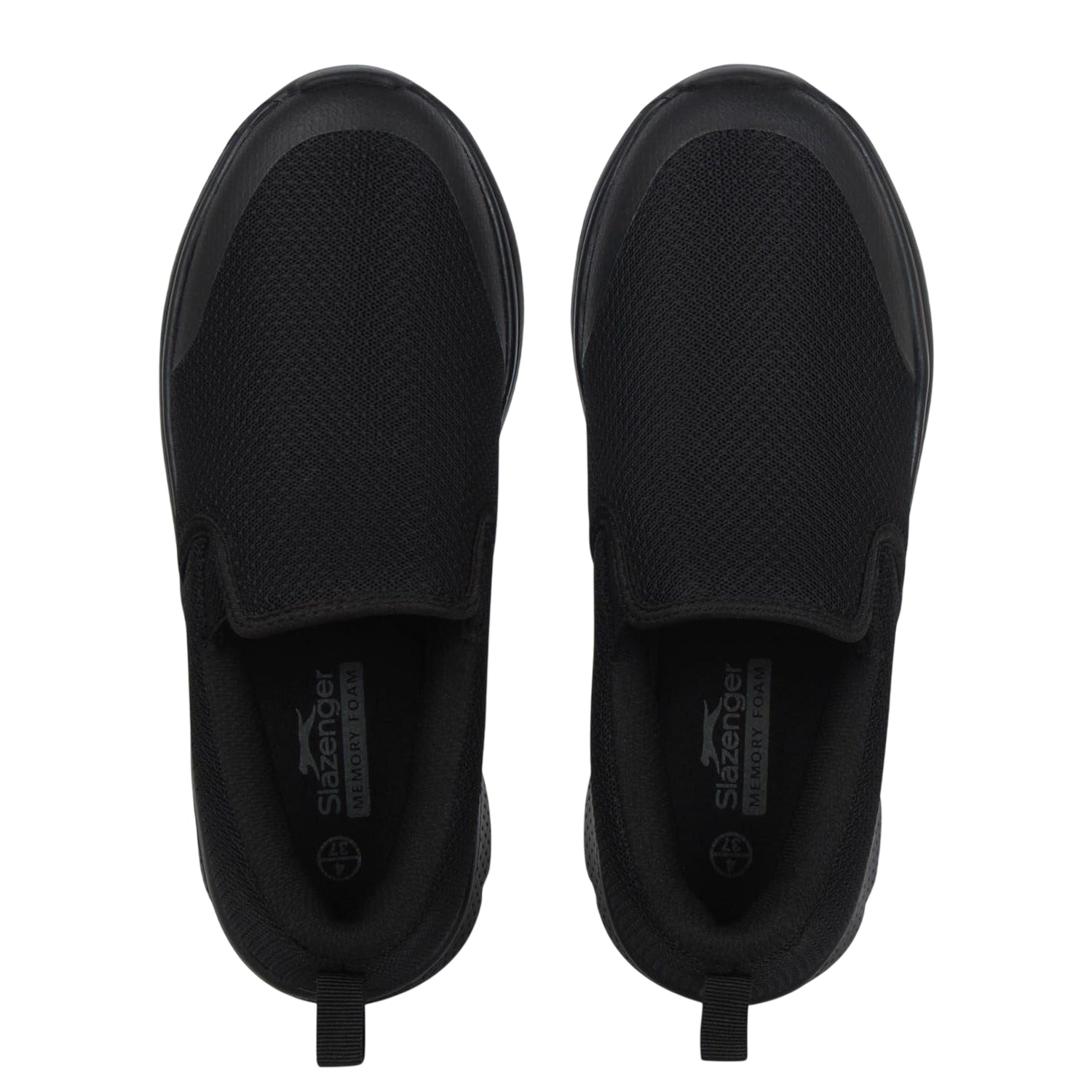 Black - Pack Shot - Slazenger Boys Zeal Leather Slip-on Trainers