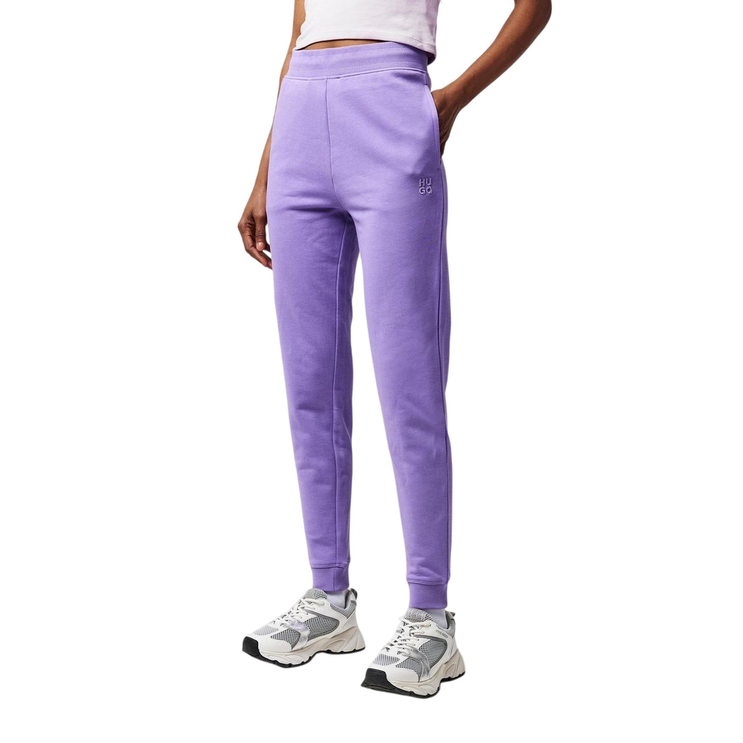 Purple - Side - Hugo Womens-Ladies Logo Jogging Bottoms