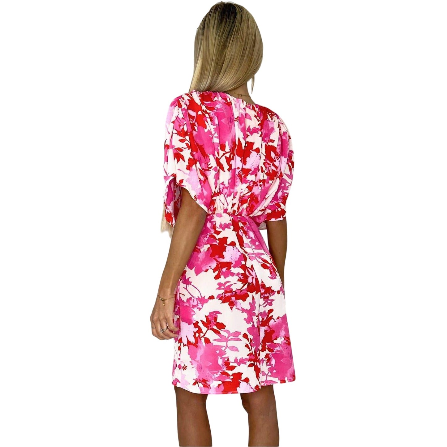 Pink Print - Back - AX Paris Womens-Ladies Mini Dress