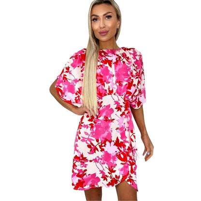 Pink Print - Side - AX Paris Womens-Ladies Mini Dress