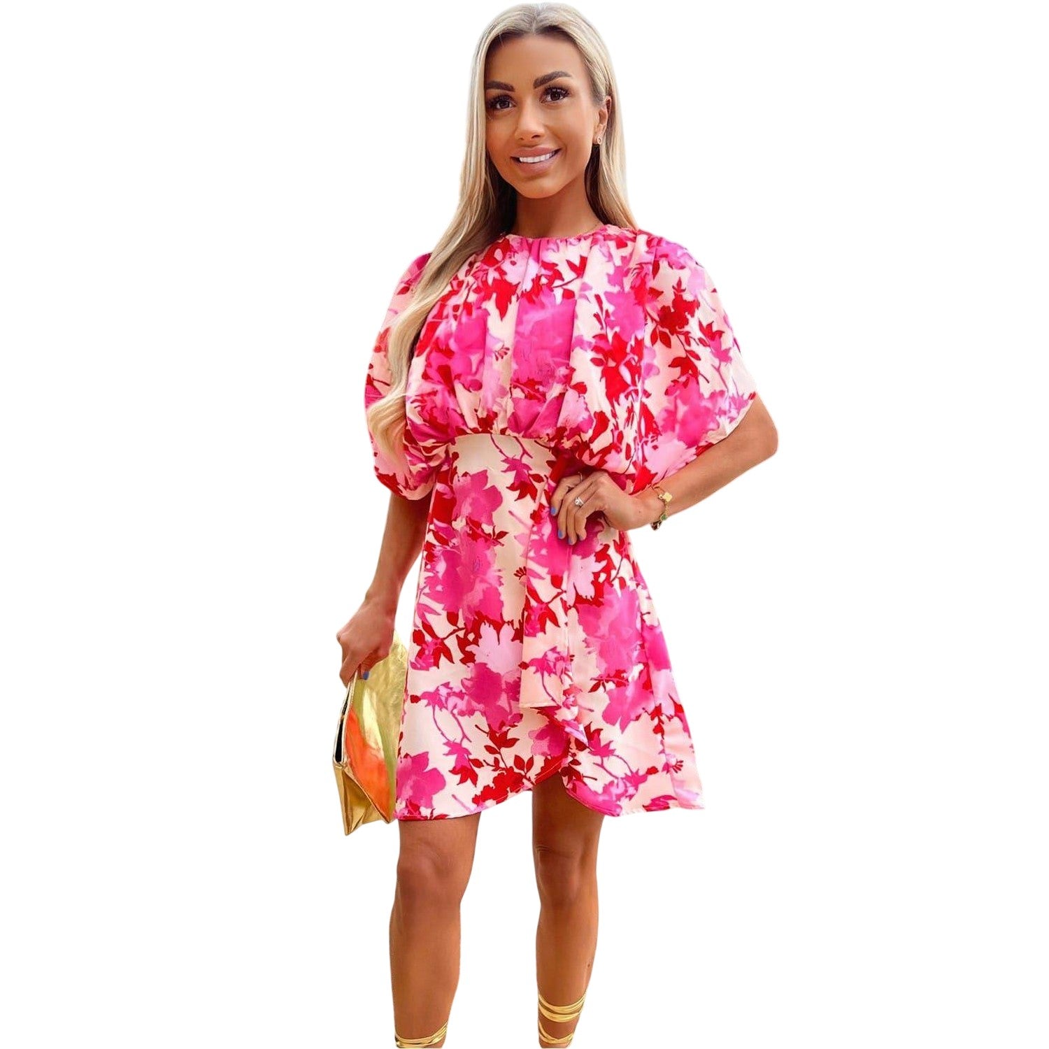 Pink Print - Front - AX Paris Womens-Ladies Mini Dress