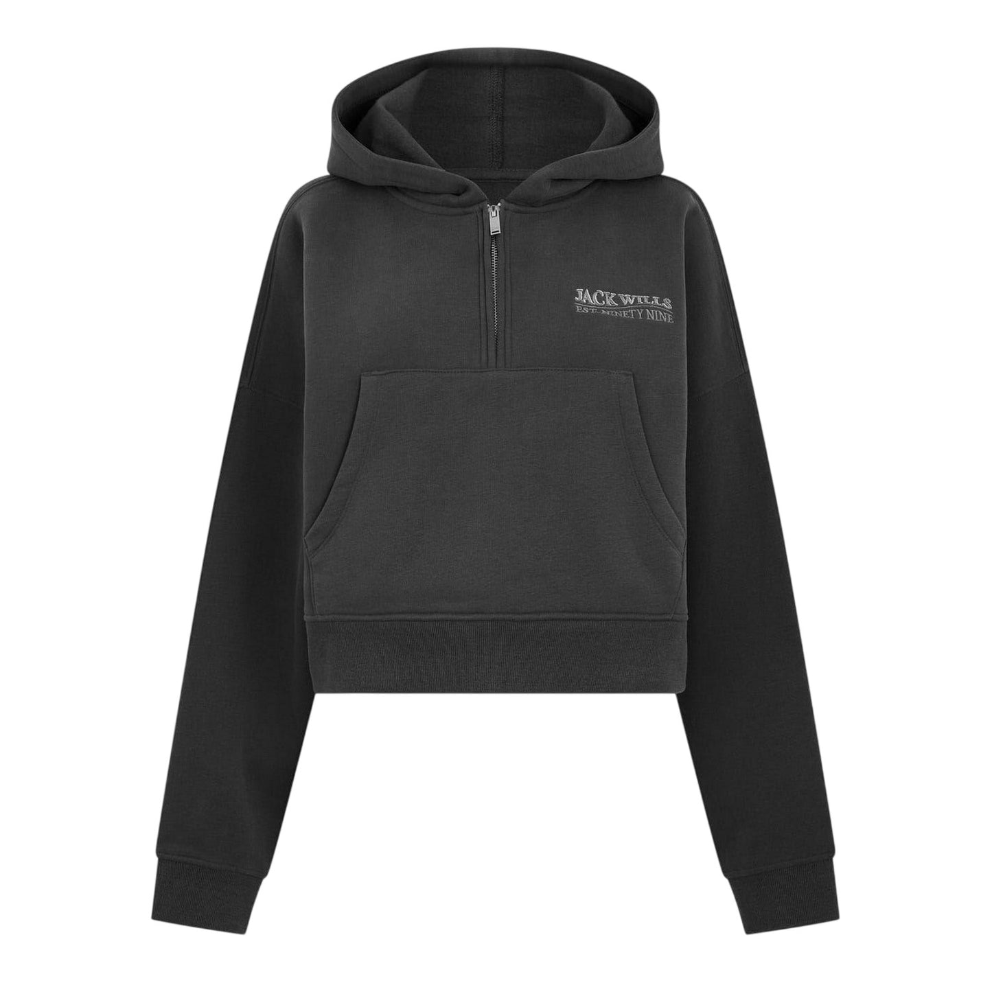 Grey - Front - Jack Wills Womens-Ladies Oth Quarter Zip Relaxed Fit Hoodie