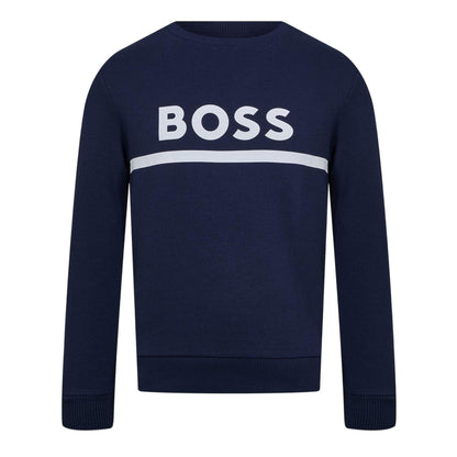 Navy - Front - Boss Childrens-Kids Regular Sweatshirt