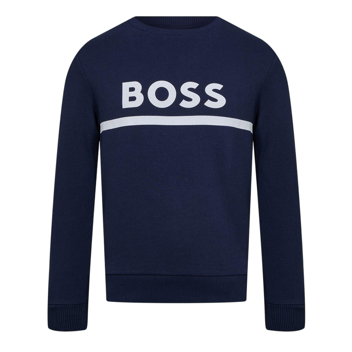 Navy - Front - Boss Childrens-Kids Regular Sweatshirt
