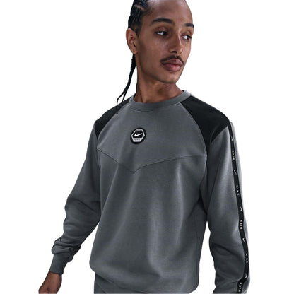 Grey-Black - Front - Nike Mens Crew Neck Regular Raglan Sweatshirt