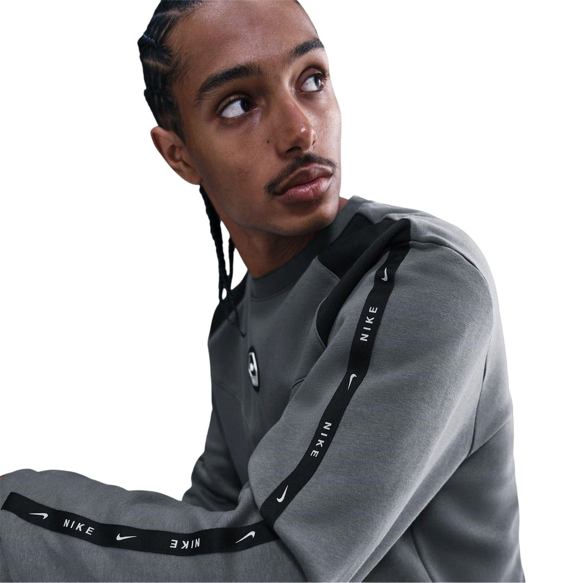 Grey-Black - Side - Nike Mens Crew Neck Regular Raglan Sweatshirt