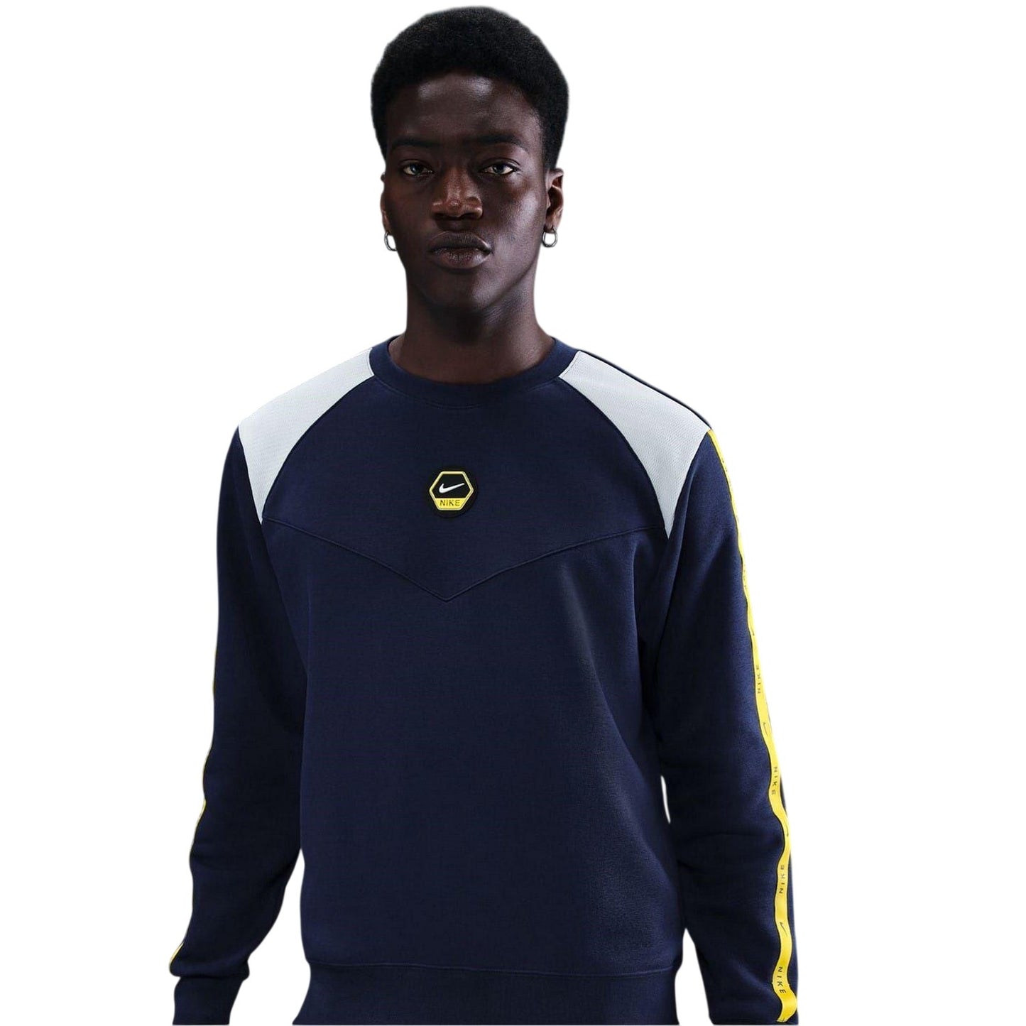 Navy-Platinum - Front - Nike Mens Crew Neck Regular Raglan Sweatshirt
