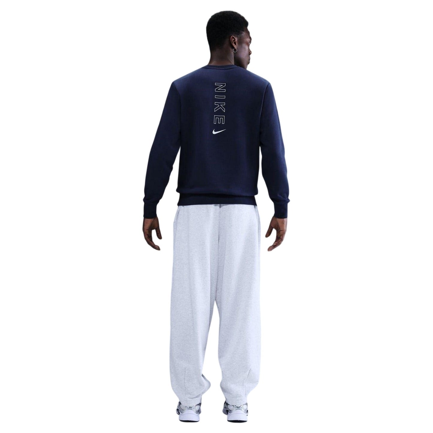Navy-Platinum - Back - Nike Mens Crew Neck Regular Raglan Sweatshirt
