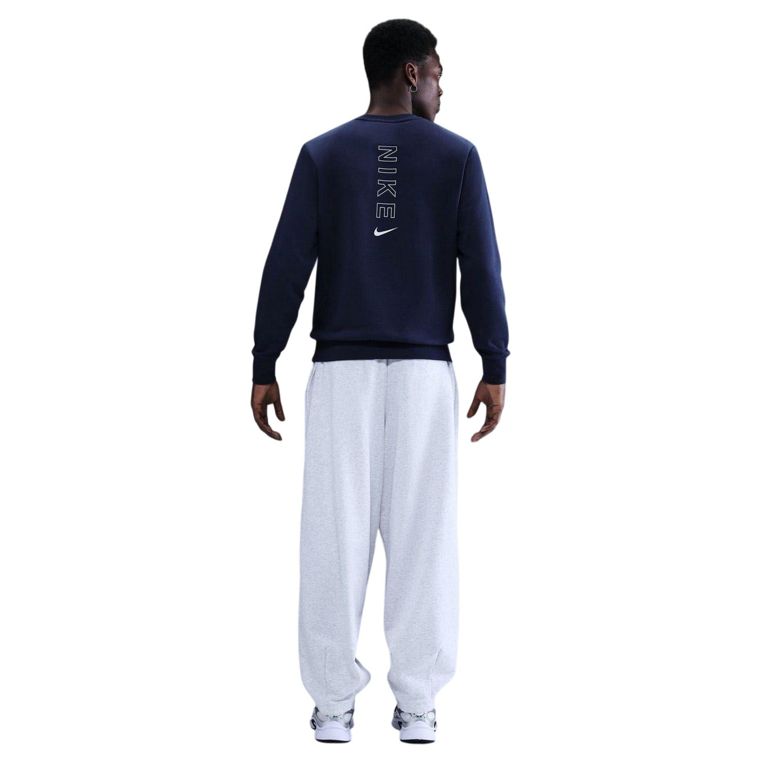 Navy-Platinum - Back - Nike Mens Crew Neck Regular Raglan Sweatshirt