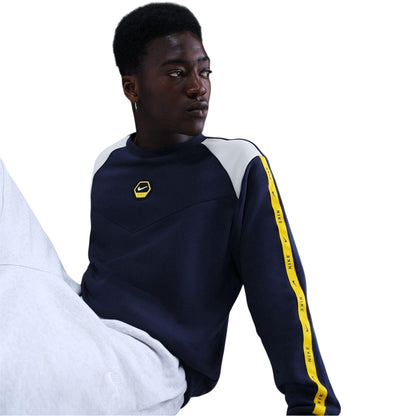 Navy-Platinum - Side - Nike Mens Crew Neck Regular Raglan Sweatshirt