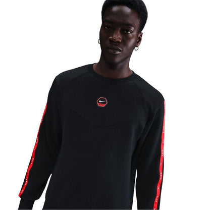Black-Red - Front - Nike Mens Crew Neck Regular Raglan Sweatshirt