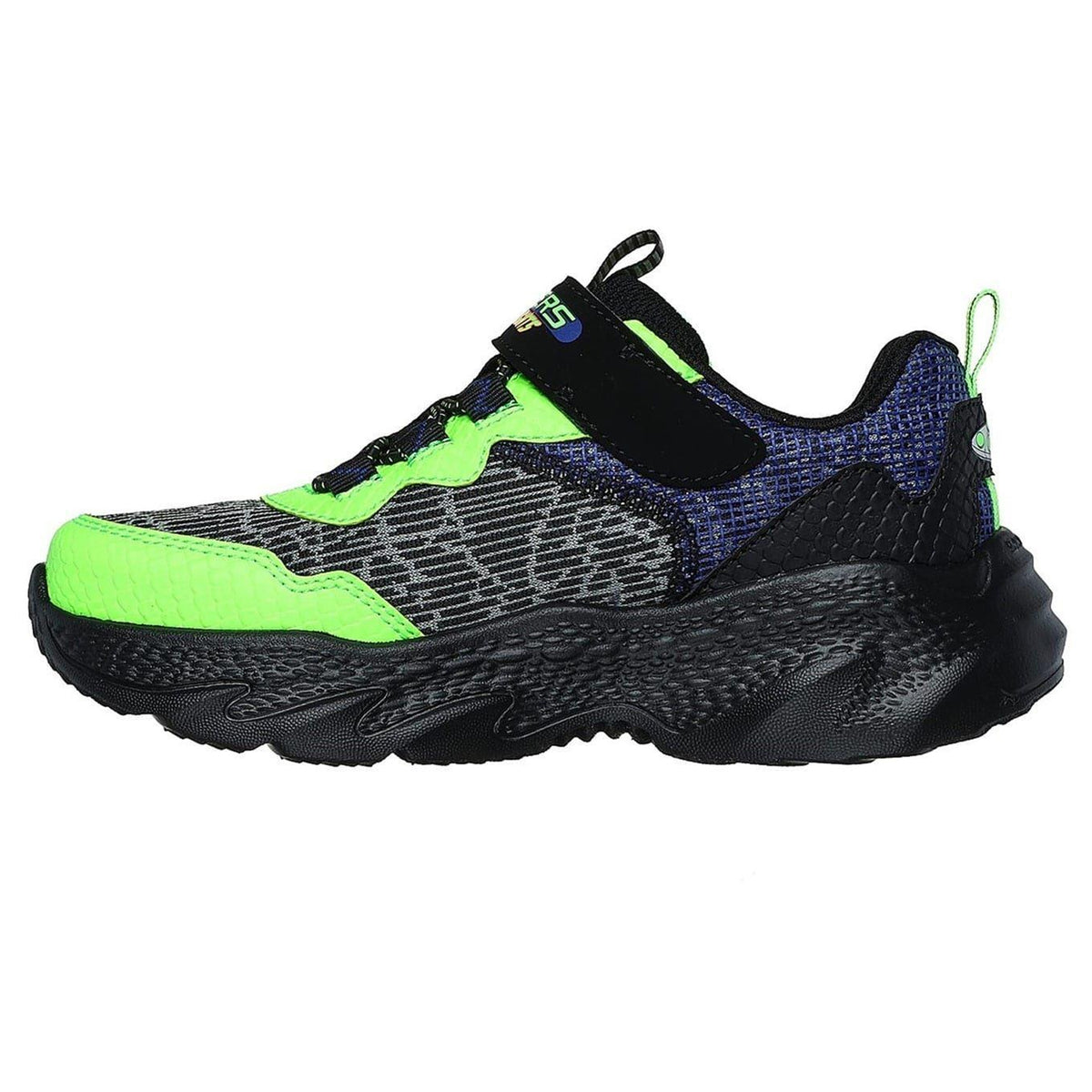 Black-Green - Back - Skechers Childrens-Kids Cre Lights Low Trainers