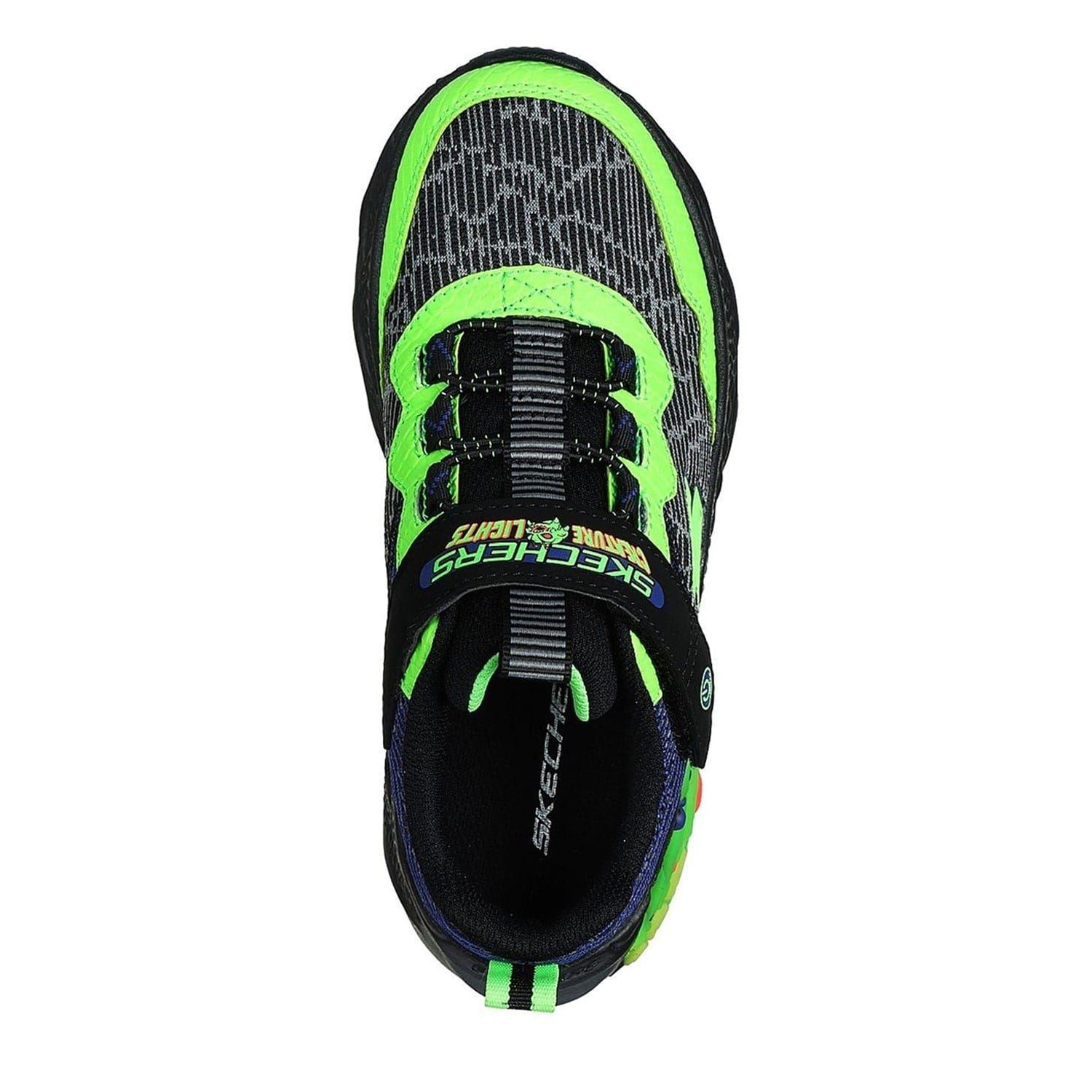 Black-Green - Side - Skechers Childrens-Kids Cre Lights Low Trainers