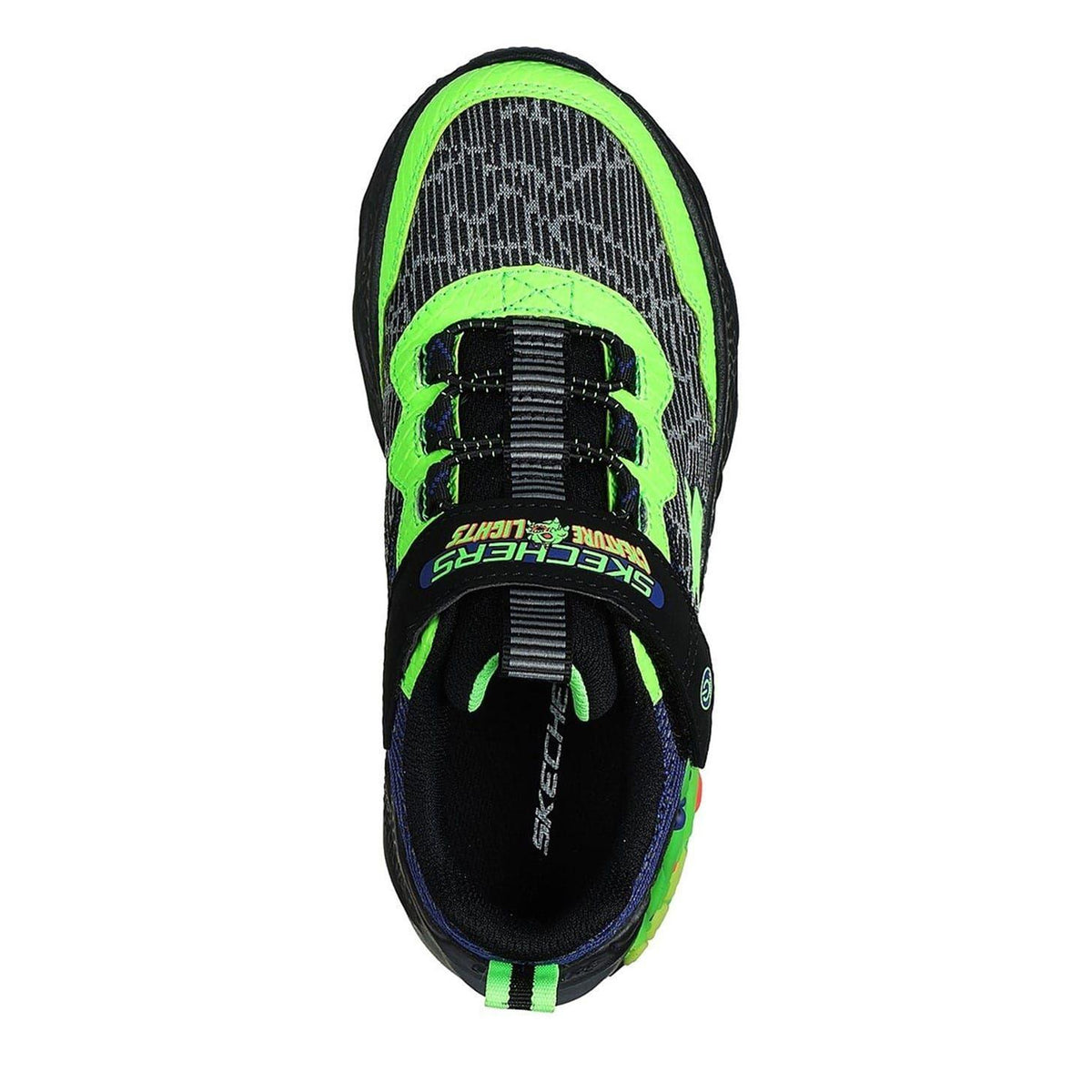 Black-Green - Side - Skechers Childrens-Kids Cre Lights Low Trainers
