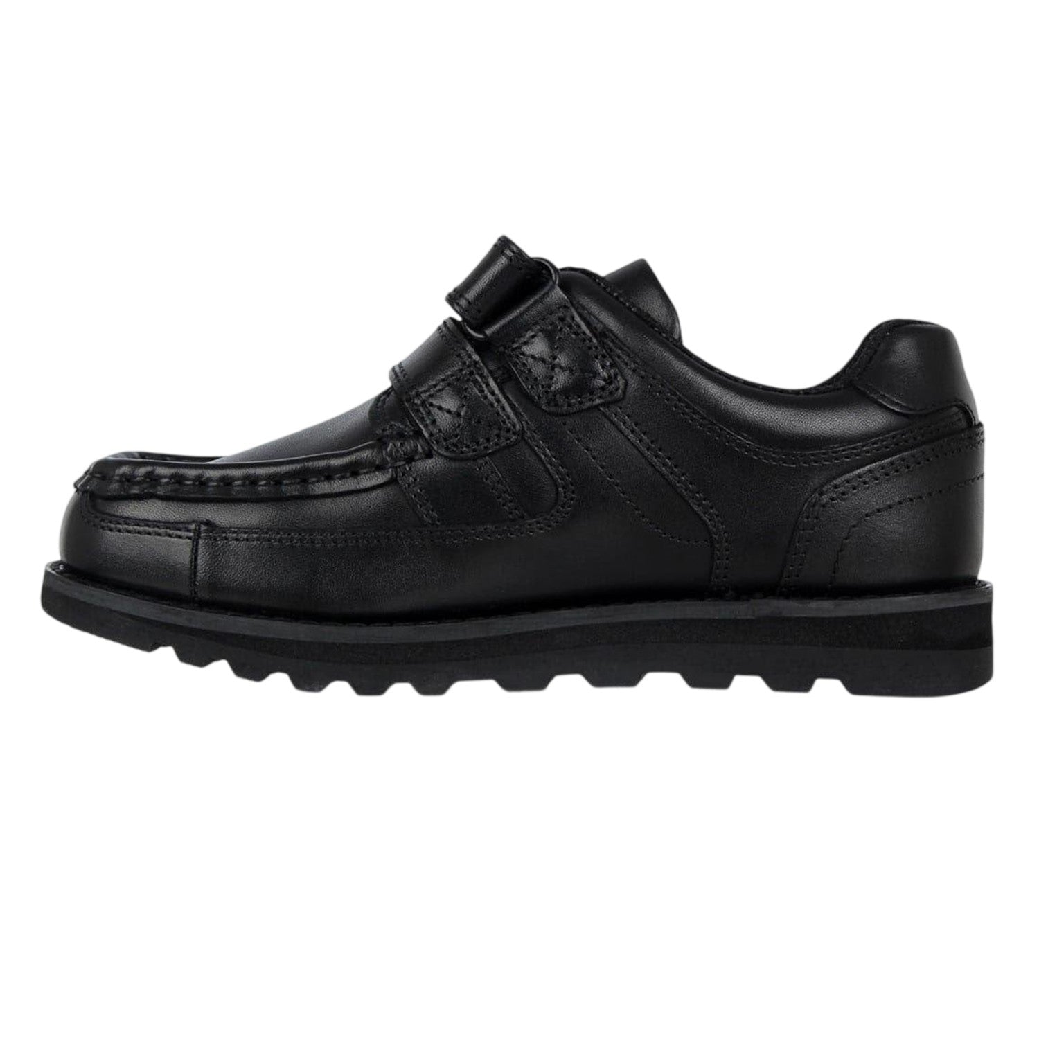 Black - Side - Lee Cooper Childrens-Kids Harrow Vel Leather School Shoes