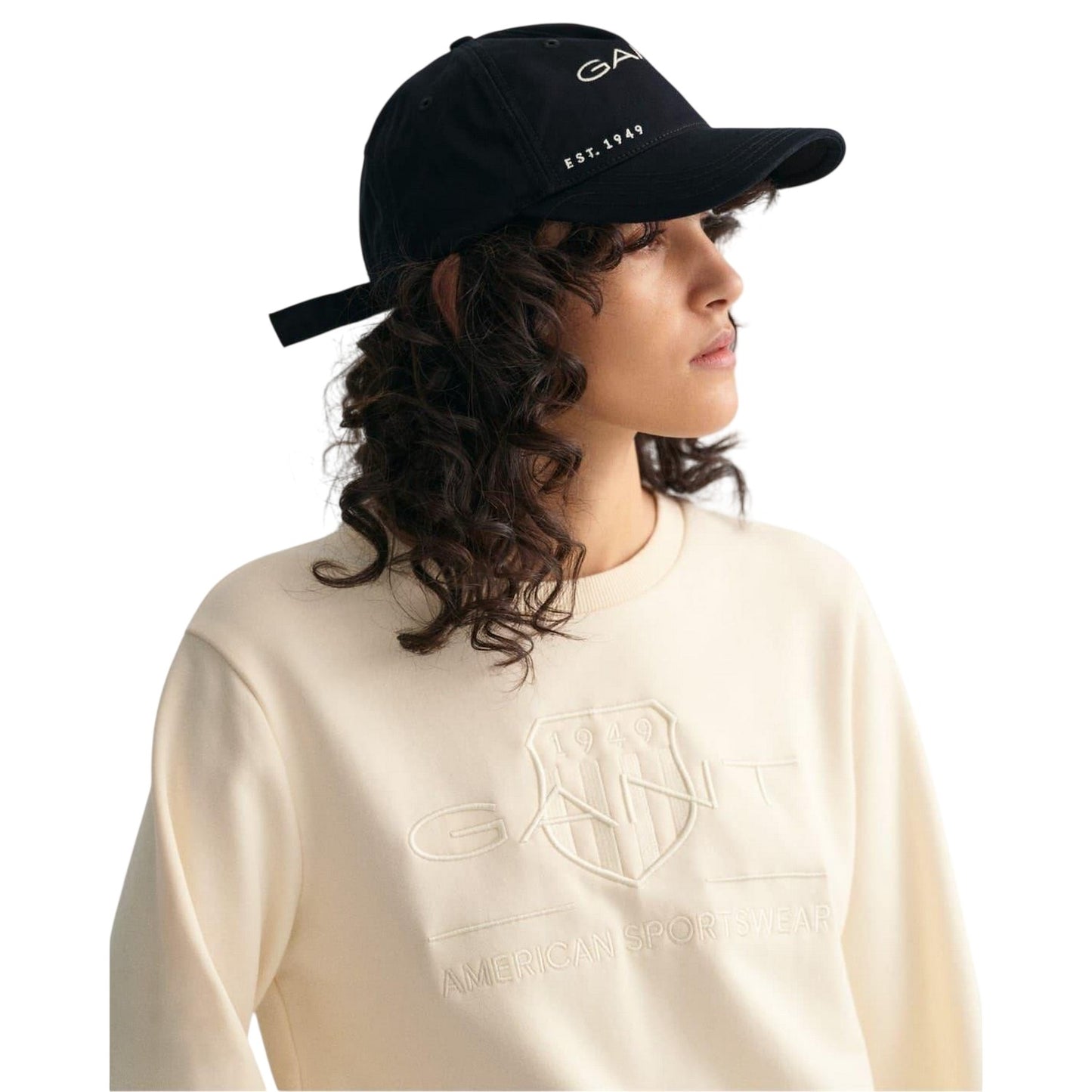 Linen - Side - Gant Womens-Ladies Archive Shield Logo Cotton Blend Sweatshirt