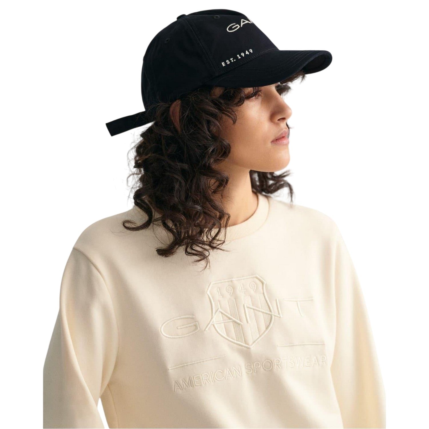 Linen - Side - Gant Womens-Ladies Archive Shield Logo Cotton Blend Sweatshirt